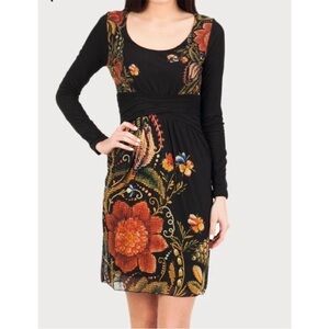 Desigual Black Dress with Vibrant Floral Design